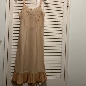 Vintage Full Slip in Cafe au Lait Color w/Pleats